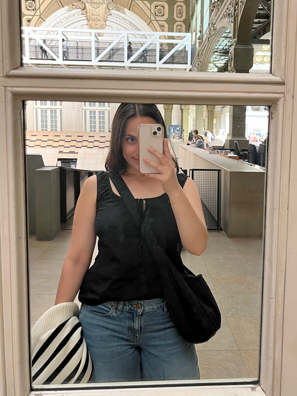Women's Black Sleeveless Tie-Front Top